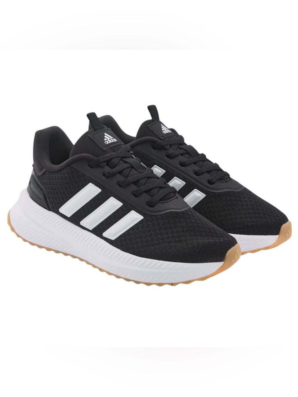 adidas Black Athletic Sneakers with White Stripes and Gum Outsole